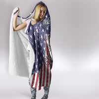 American Flag Bass Fishing Hooded Blanket Fishing Rod and Patriotic Red White and Blue Theme - Wonder Print Shop