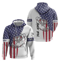 American Flag Bass Fishing Hoodie Fishing Rod and Patriotic Red White and Blue Theme - Wonder Print Shop