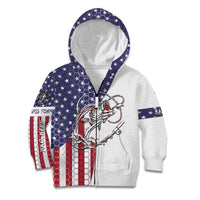 American Flag Bass Fishing Kid Hoodie Fishing Rod and Patriotic Red White and Blue Theme - Wonder Print Shop