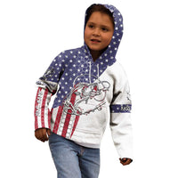 American Flag Bass Fishing Kid Hoodie Fishing Rod and Patriotic Red White and Blue Theme - Wonder Print Shop