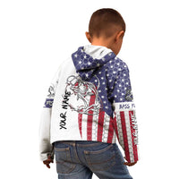American Flag Bass Fishing Kid Hoodie Fishing Rod and Patriotic Red White and Blue Theme - Wonder Print Shop