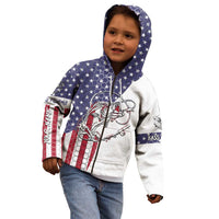American Flag Bass Fishing Kid Hoodie Fishing Rod and Patriotic Red White and Blue Theme - Wonder Print Shop