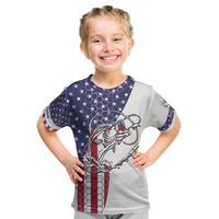 American Flag Bass Fishing Kid T Shirt Fishing Rod and Patriotic Red White and Blue Theme - Wonder Print Shop