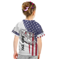 American Flag Bass Fishing Kid T Shirt Fishing Rod and Patriotic Red White and Blue Theme - Wonder Print Shop