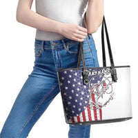 American Flag Bass Fishing Leather Tote Bag Fishing Rod and Patriotic Red White and Blue Theme - Wonder Print Shop