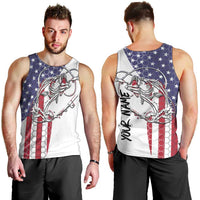 American Flag Bass Fishing Men Tank Top Fishing Rod and Patriotic Red White and Blue Theme - Wonder Print Shop