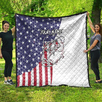 American Flag Bass Fishing Quilt Fishing Rod and Patriotic Red White and Blue Theme - Wonder Print Shop