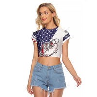 American Flag Bass Fishing Raglan Cropped T Shirt Fishing Rod and Patriotic Red White and Blue Theme - Wonder Print Shop