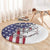 American Flag Bass Fishing Round Carpet Fishing Rod and Patriotic Red White and Blue Theme - Wonder Print Shop
