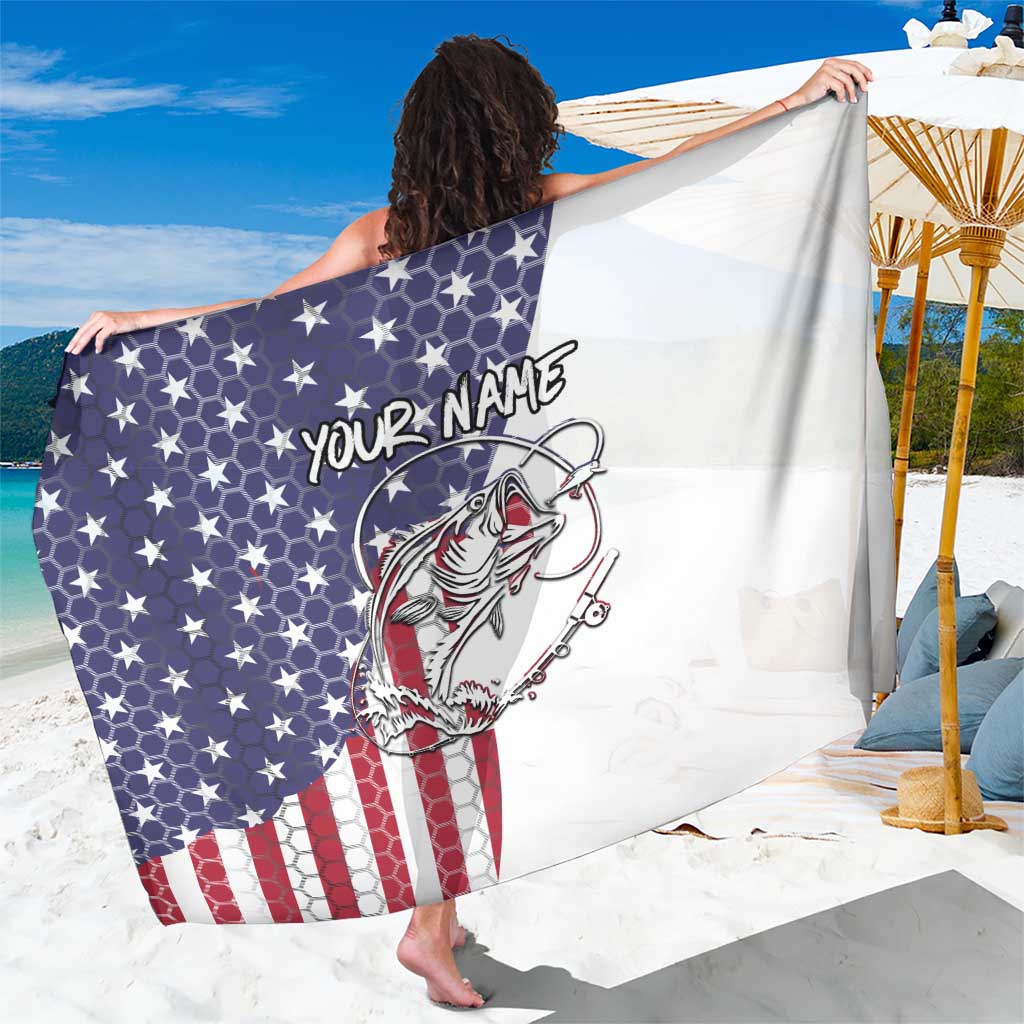 American Flag Bass Fishing Sarong Fishing Rod and Patriotic Red White and Blue Theme - Wonder Print Shop