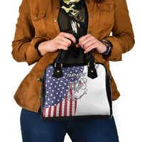 American Flag Bass Fishing Shoulder Handbag Fishing Rod and Patriotic Red White and Blue Theme - Wonder Print Shop