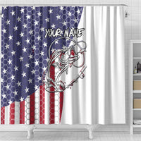 American Flag Bass Fishing Shower Curtain Fishing Rod and Patriotic Red White and Blue Theme - Wonder Print Shop