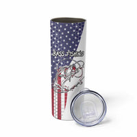 American Flag Bass Fishing Skinny Tumbler Fishing Rod and Patriotic Red White and Blue Theme - Wonder Print Shop