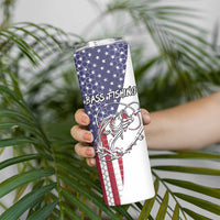 American Flag Bass Fishing Skinny Tumbler Fishing Rod and Patriotic Red White and Blue Theme - Wonder Print Shop