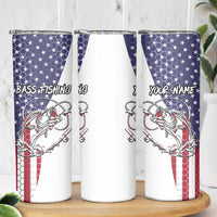 American Flag Bass Fishing Skinny Tumbler Fishing Rod and Patriotic Red White and Blue Theme - Wonder Print Shop