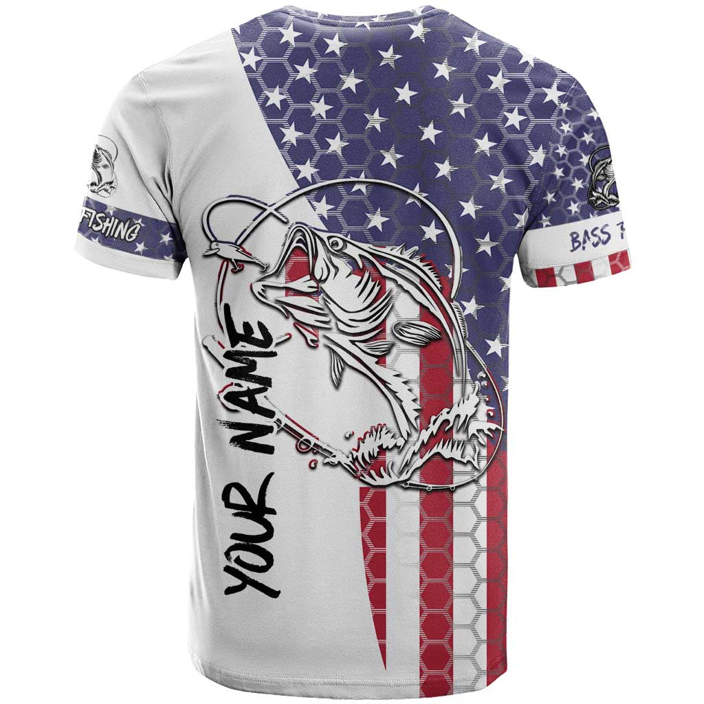 American Flag Bass Fishing T Shirt Fishing Rod and Patriotic Red White and Blue Theme - Wonder Print Shop