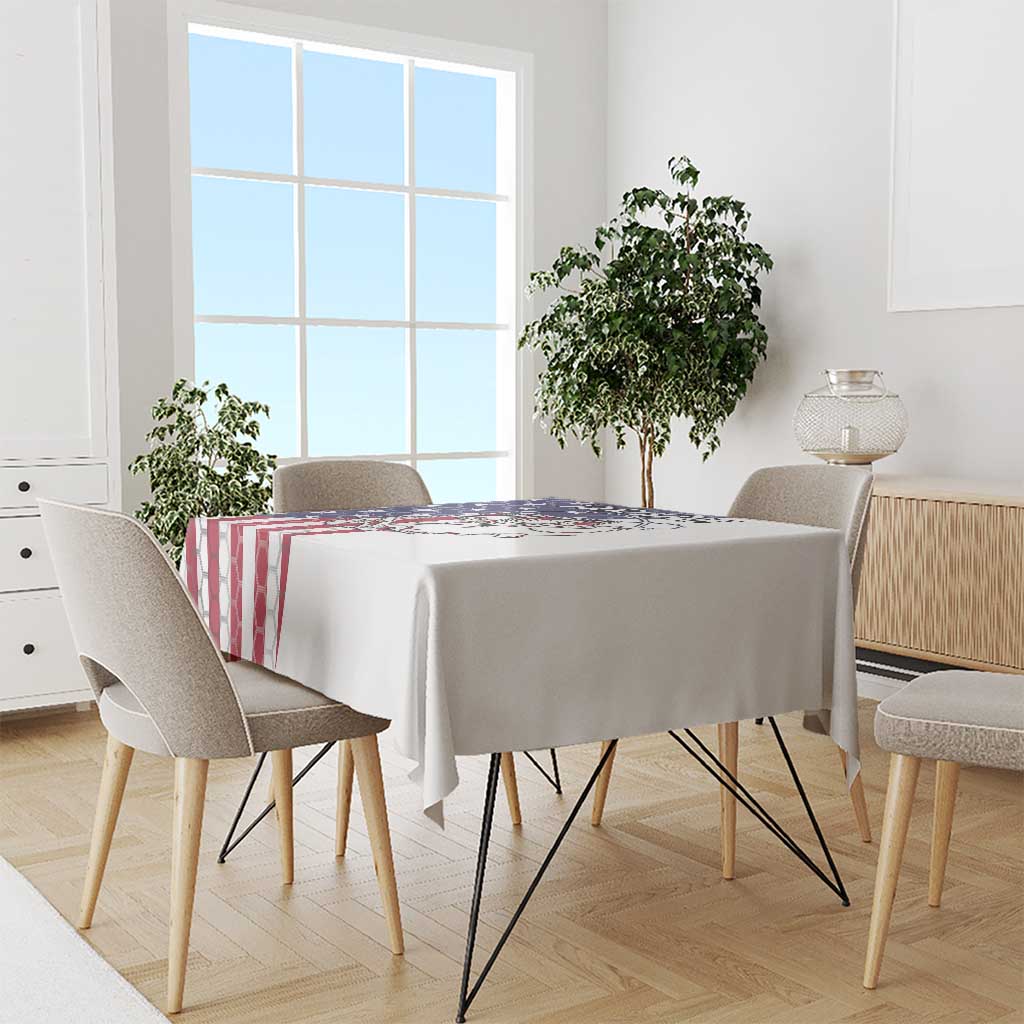 American Flag Bass Fishing Tablecloth Fishing Rod and Patriotic Red White and Blue Theme - Wonder Print Shop