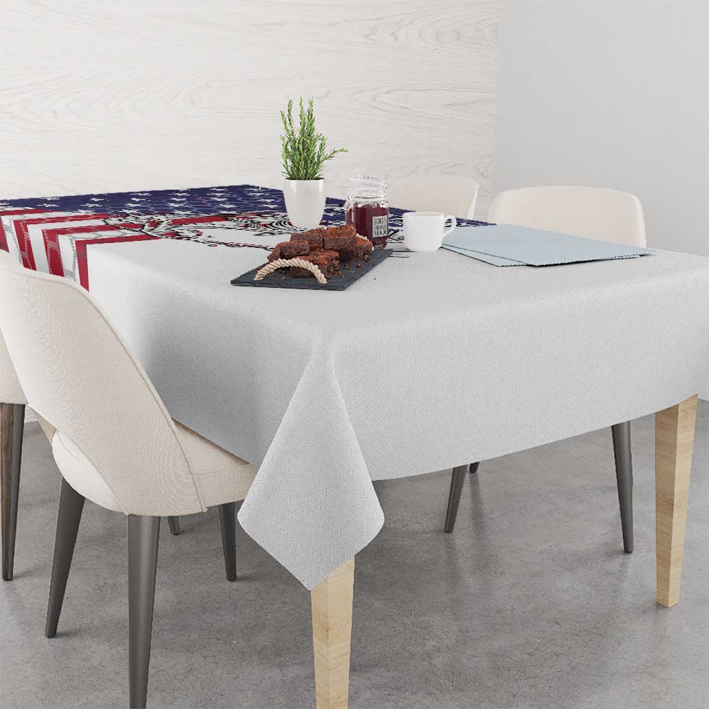 American Flag Bass Fishing Tablecloth Fishing Rod and Patriotic Red White and Blue Theme - Wonder Print Shop