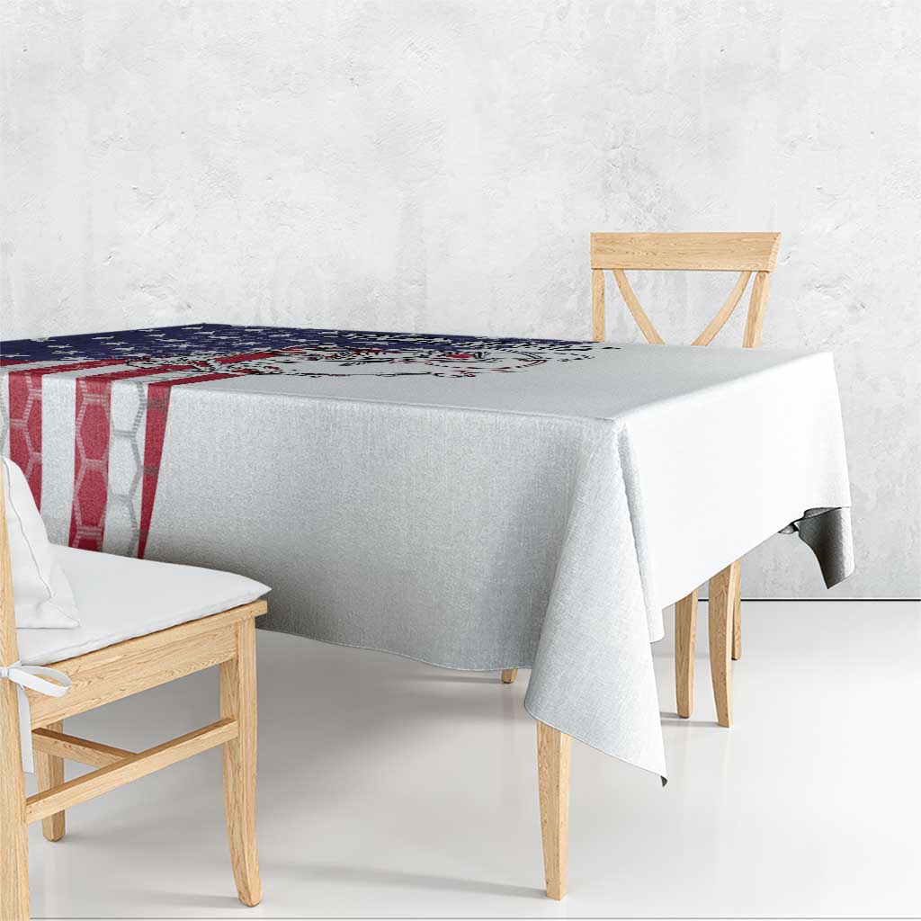 American Flag Bass Fishing Tablecloth Fishing Rod and Patriotic Red White and Blue Theme - Wonder Print Shop