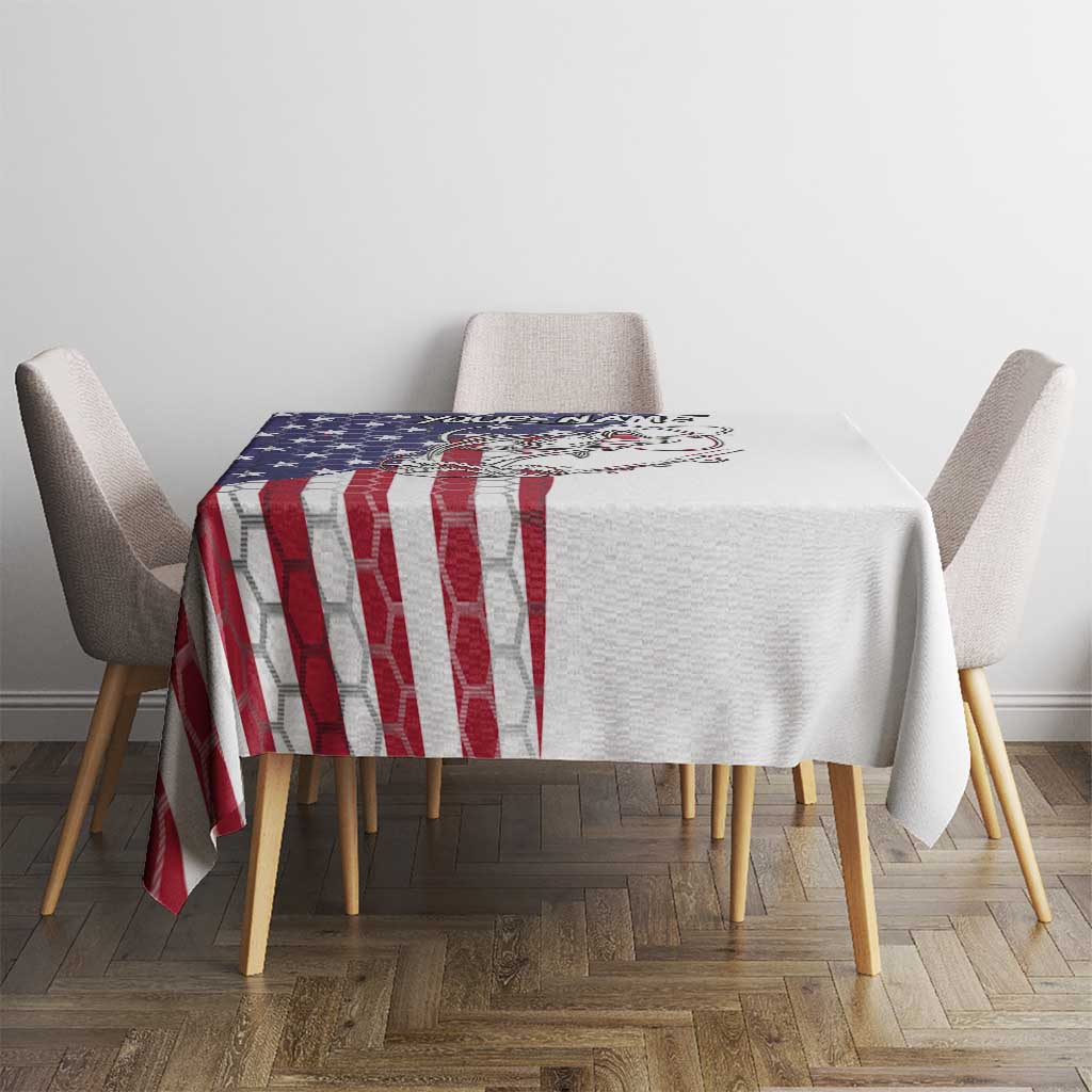 American Flag Bass Fishing Tablecloth Fishing Rod and Patriotic Red White and Blue Theme - Wonder Print Shop