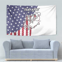 American Flag Bass Fishing Tapestry Fishing Rod and Patriotic Red White and Blue Theme - Wonder Print Shop