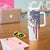 American Flag Bass Fishing Tumbler With Handle Fishing Rod and Patriotic Red White and Blue Theme - Wonder Print Shop