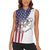 American Flag Bass Fishing Women Sleeveless Polo Shirt Fishing Rod and Patriotic Red White and Blue Theme - Wonder Print Shop