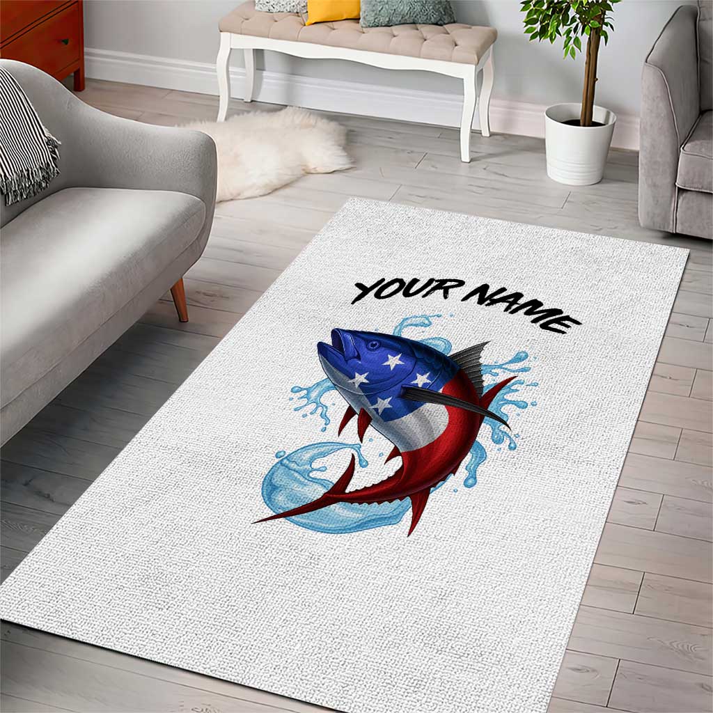 American Flag Tuna Fish Area Rug Custom Splashing Water on White and Black Contrast - Wonder Print Shop