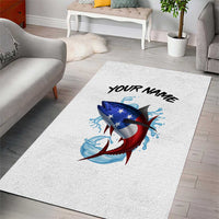 American Flag Tuna Fish Area Rug Custom Splashing Water on White and Black Contrast - Wonder Print Shop