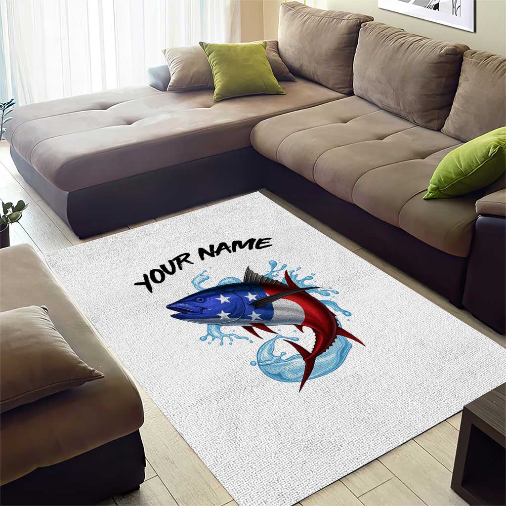 American Flag Tuna Fish Area Rug Custom Splashing Water on White and Black Contrast - Wonder Print Shop