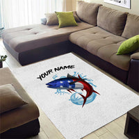 American Flag Tuna Fish Area Rug Custom Splashing Water on White and Black Contrast - Wonder Print Shop