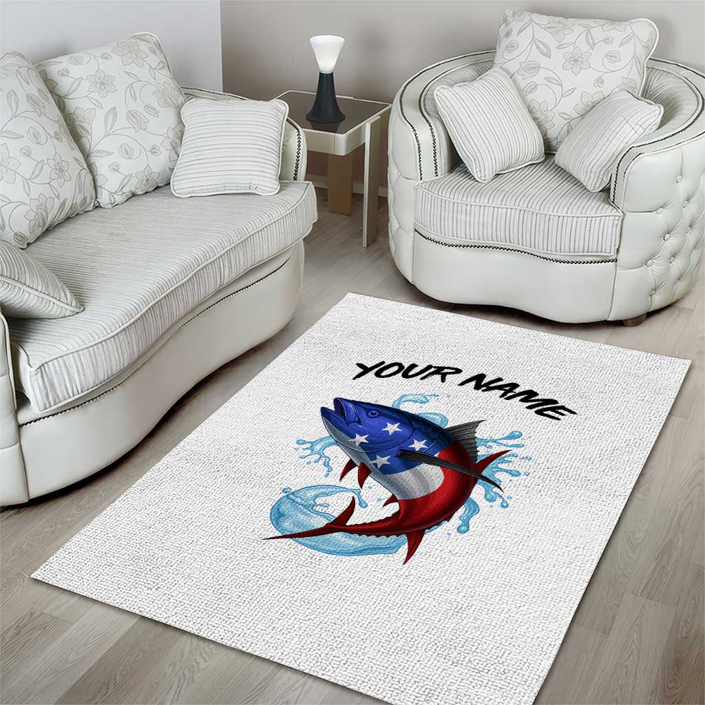 American Flag Tuna Fish Area Rug Custom Splashing Water on White and Black Contrast - Wonder Print Shop