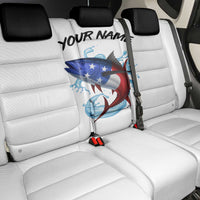 American Flag Tuna Fish Back Car Seat Cover Custom Splashing Water on White and Black Contrast - Wonder Print Shop