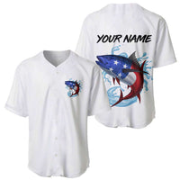 American Flag Tuna Fish Baseball Jersey Custom Splashing Water on White and Black Contrast - Wonder Print Shop