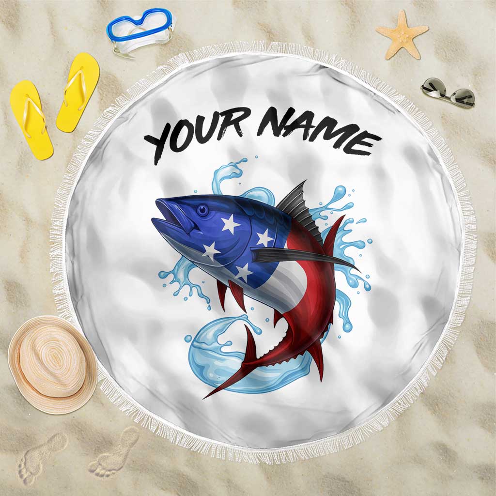 American Flag Tuna Fish Beach Blanket Custom Splashing Water on White and Black Contrast - Wonder Print Shop