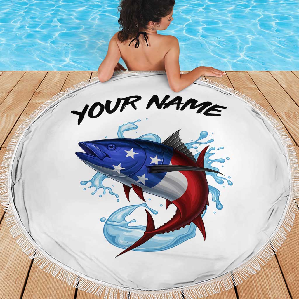 American Flag Tuna Fish Beach Blanket Custom Splashing Water on White and Black Contrast - Wonder Print Shop