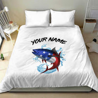 American Flag Tuna Fish Bedding Set Custom Splashing Water on White and Black Contrast - Wonder Print Shop