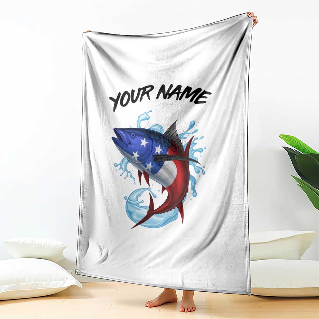 American Flag Tuna Fish Blanket Custom Splashing Water on White and Black Contrast - Wonder Print Shop