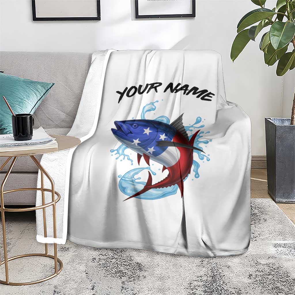 American Flag Tuna Fish Blanket Custom Splashing Water on White and Black Contrast - Wonder Print Shop