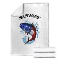 American Flag Tuna Fish Blanket Custom Splashing Water on White and Black Contrast - Wonder Print Shop