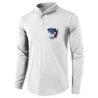 American Flag Tuna Fish Button Sweatshirt Custom Splashing Water on White and Black Contrast - Wonder Print Shop