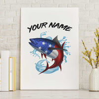 American Flag Tuna Fish Canvas Wall Art Custom Splashing Water on White and Black Contrast - Wonder Print Shop