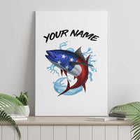 American Flag Tuna Fish Canvas Wall Art Custom Splashing Water on White and Black Contrast - Wonder Print Shop