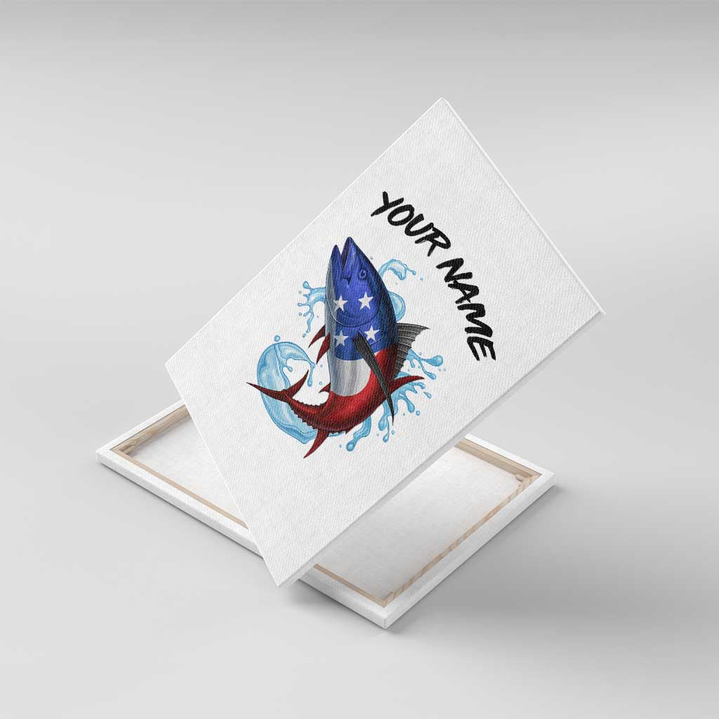 American Flag Tuna Fish Canvas Wall Art Custom Splashing Water on White and Black Contrast - Wonder Print Shop