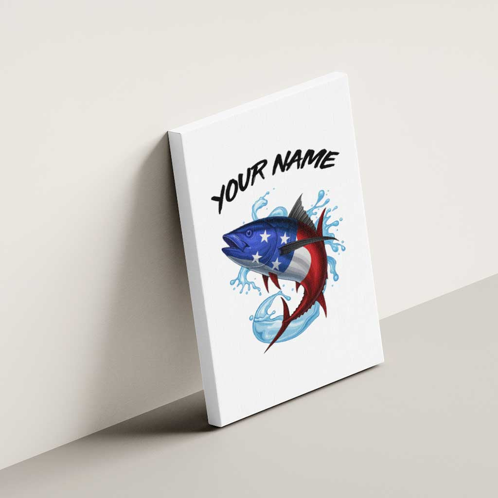 American Flag Tuna Fish Canvas Wall Art Custom Splashing Water on White and Black Contrast - Wonder Print Shop