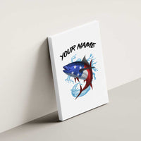 American Flag Tuna Fish Canvas Wall Art Custom Splashing Water on White and Black Contrast - Wonder Print Shop