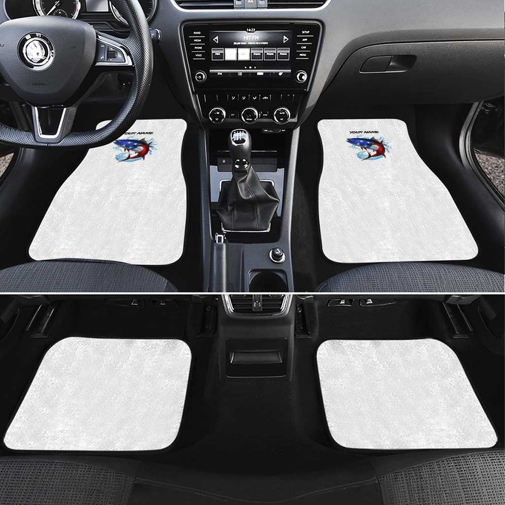 American Flag Tuna Fish Car Mats Custom Splashing Water on White and Black Contrast - Wonder Print Shop