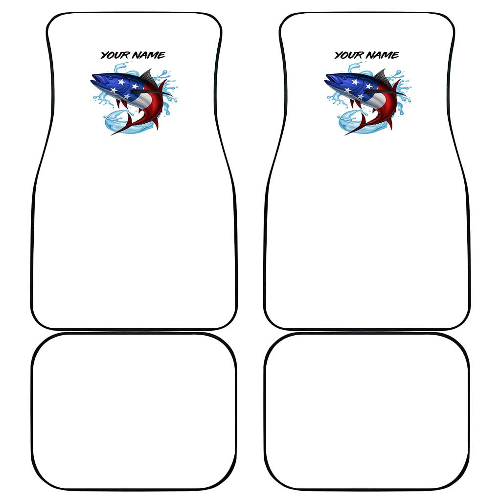 American Flag Tuna Fish Car Mats Custom Splashing Water on White and Black Contrast - Wonder Print Shop