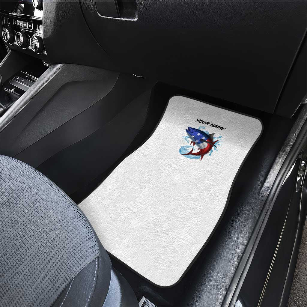 American Flag Tuna Fish Car Mats Custom Splashing Water on White and Black Contrast - Wonder Print Shop