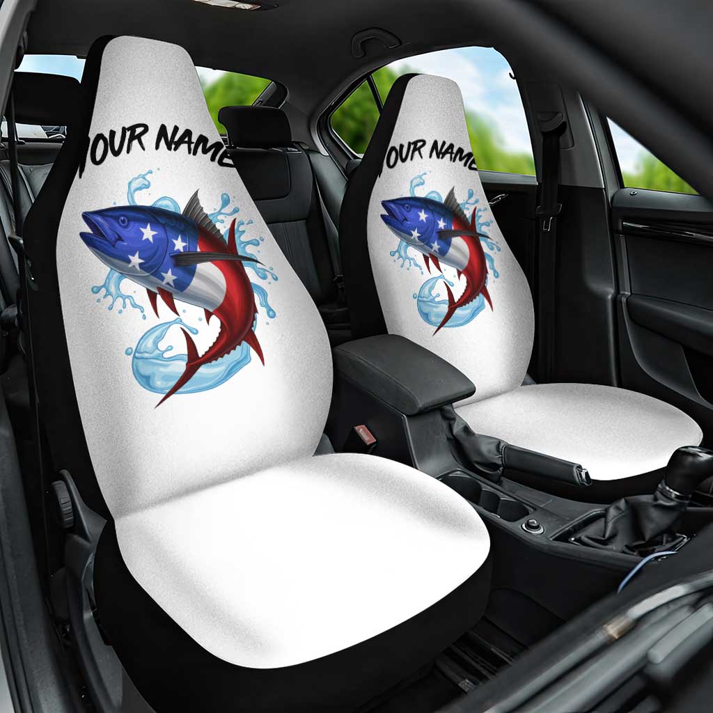 American Flag Tuna Fish Car Seat Cover Custom Splashing Water on White and Black Contrast - Wonder Print Shop